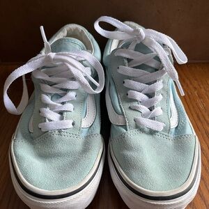 Vans YOUTH Size 3 Sneakers Old Skool Skater Suede Light Aqua Blue Green